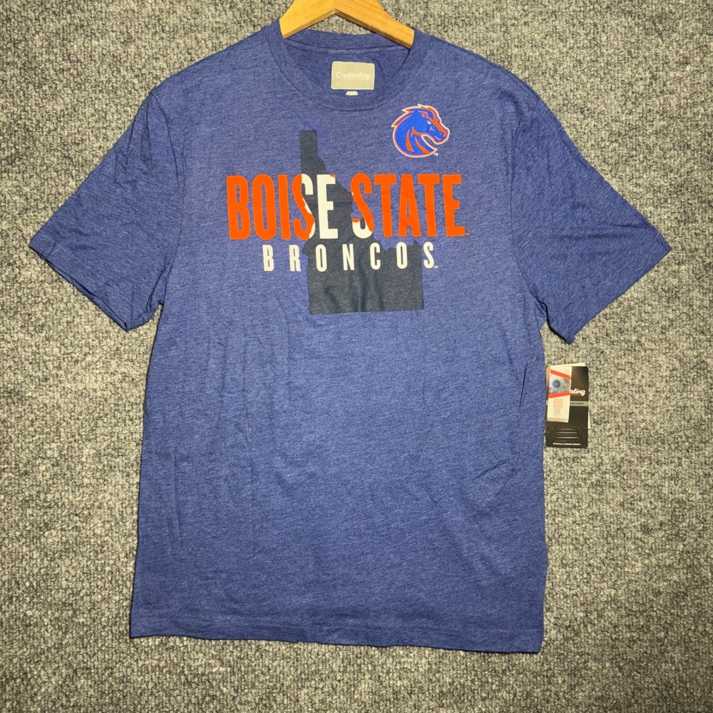 Captivating Boise State Broncos T-Shirt Mens Size Large Blue Heather Brand New